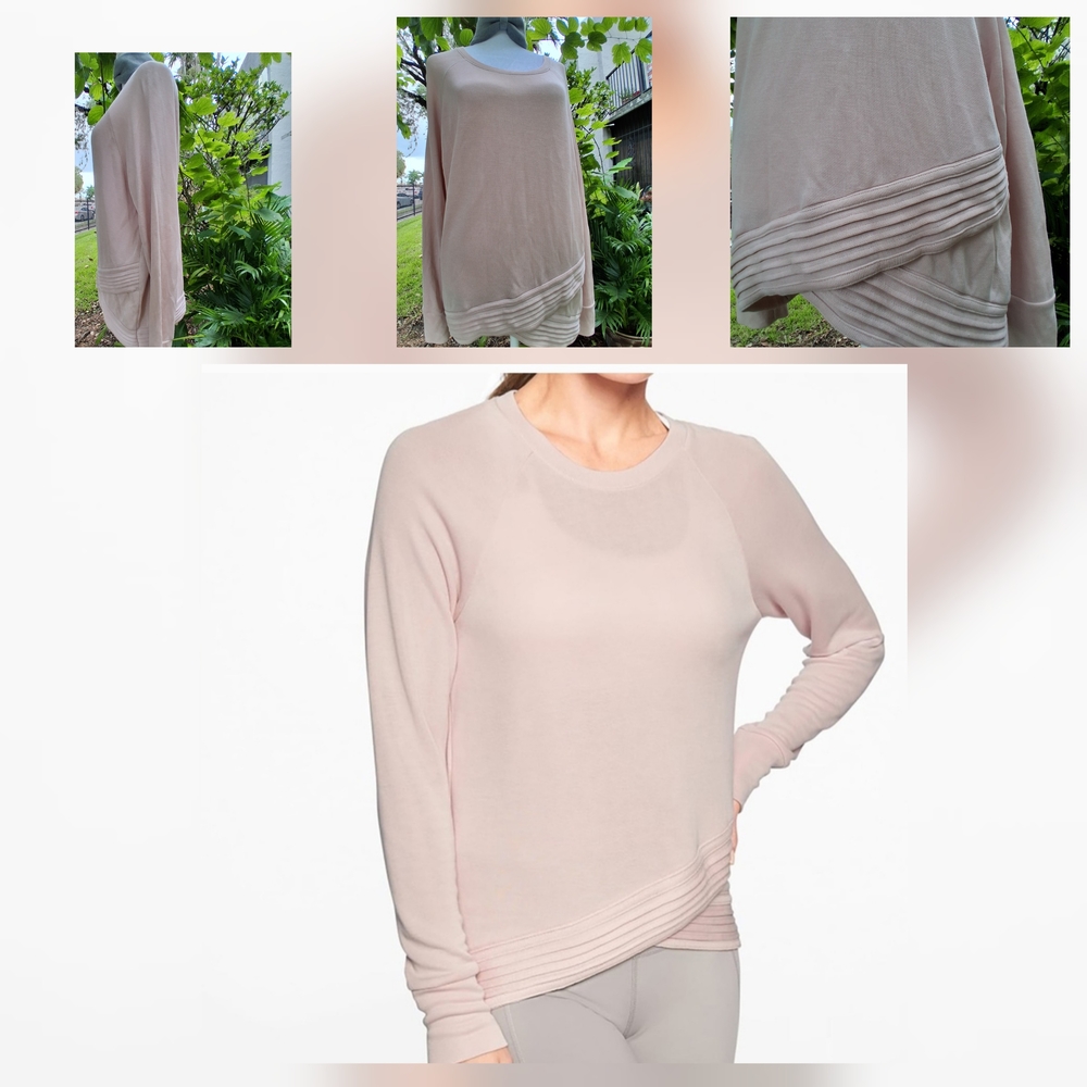 🔥Athleta BLUSH Soft Pink Crew Neck Sweater Size M EUC & FREE GIFT